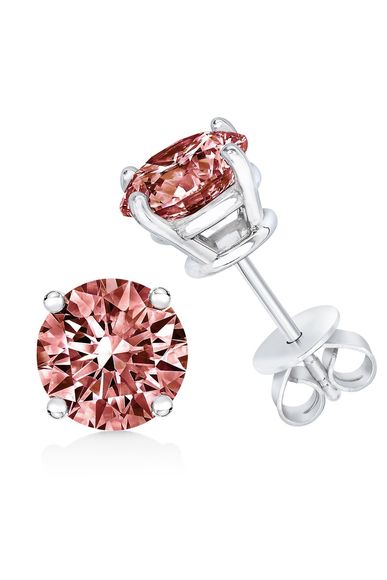 1.0 Cttw Lab Grown Pink Diamond Classic Solitaire Earrings - Picture 2 of 4